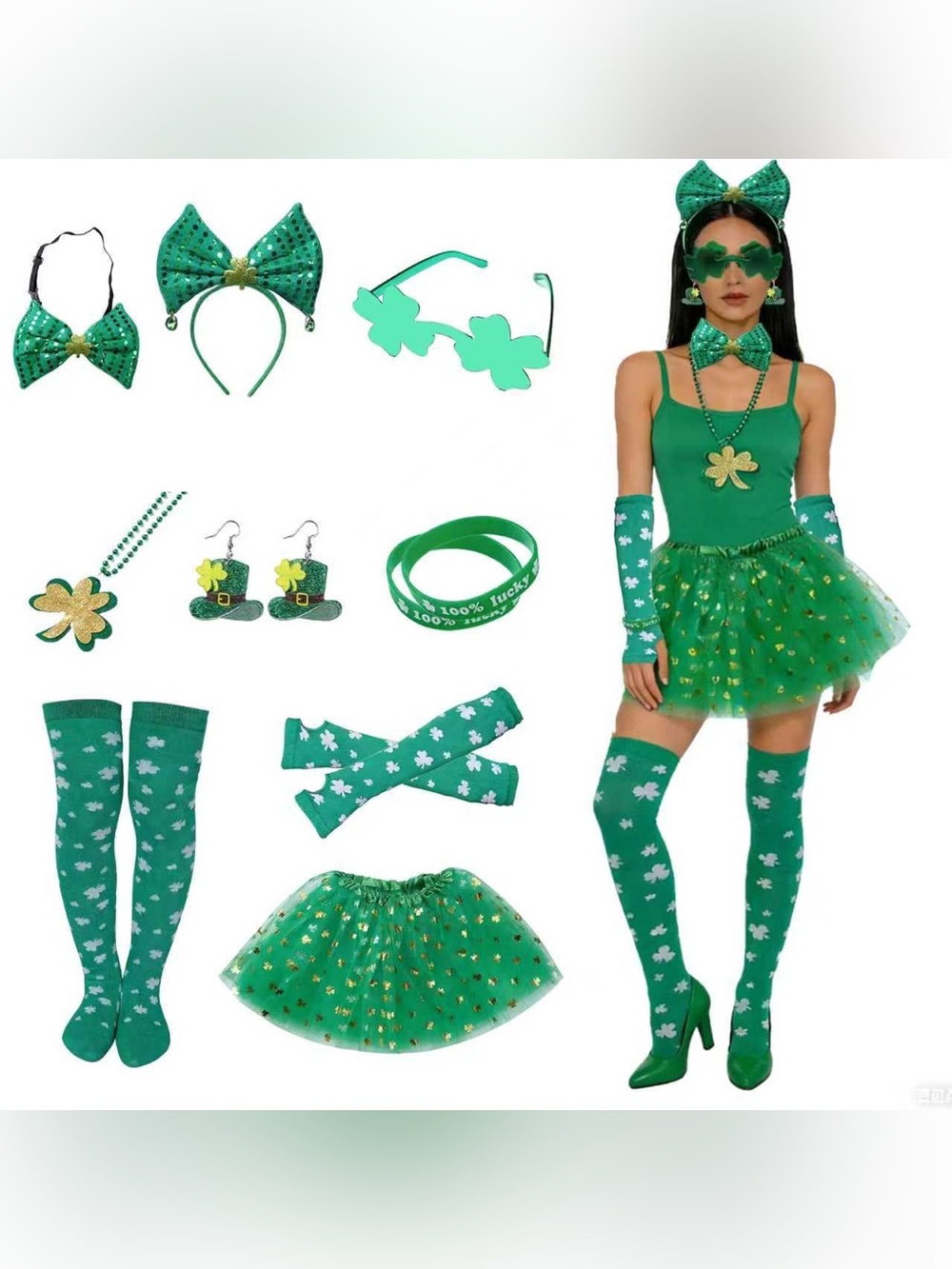 Green St. Patrick's Day Shamrock Costume Set